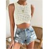 image:imageGORGLITTER Womens Crochet Crop Tank Top Hollow Out Sleeveless Fashion Trendy Knit Copped Vest TopsWhite