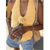 image:imageGORGLITTER Womens Crochet Halter Tops Boho 3D Floral Knit Tank Top Sleeveless Cute Summer Vacation Going Out Crop TopsYellow