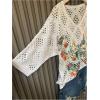 image:imageGORGLITTER Womens Crochet Knit Short Sleeve Sweater Boho V Neck Lightweight Tops Beach Vacation Cruise OutfitApricot Flower