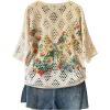 image:imageGORGLITTER Womens Crochet Knit Short Sleeve Sweater Boho V Neck Lightweight Tops Beach Vacation Cruise OutfitApricot Flower