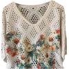 image:imageGORGLITTER Womens Crochet Knit Short Sleeve Sweater Boho V Neck Lightweight Tops Beach Vacation Cruise OutfitApricot Flower