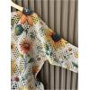 image:imageGORGLITTER Womens Crochet Knit Short Sleeve Sweater Boho V Neck Lightweight Tops Beach Vacation Cruise OutfitApricot Multicolored