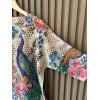 image:imageGORGLITTER Womens Crochet Knit Short Sleeve Sweater Boho V Neck Lightweight Tops Beach Vacation Cruise OutfitMulticolored Apricot