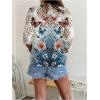 image:imageGORGLITTER Womens Crochet Knit Short Sleeve Sweater Boho V Neck Lightweight Tops Beach Vacation Cruise OutfitWhite Muticolor
