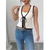 image:imageGORGLITTER Womens Crochet Tops Boho Tie Front Knit Crop Tank Tops Sleeveless Western Cowgirl Summer Going Out OutfitsBeige