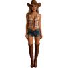 image:imageGORGLITTER Womens Crochet Tops Boho Tie Front Knit Crop Tank Tops Sleeveless Western Cowgirl Summer Going Out OutfitsBrown