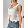image:imageGORGLITTER Womens Crochet Tops Boho Tie Front Knit Crop Tank Tops Sleeveless Western Cowgirl Summer Going Out OutfitsWhite