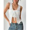 image:imageGORGLITTER Womens Crochet Tops Boho Tie Front Knit Crop Tank Tops Sleeveless Western Cowgirl Summer Going Out OutfitsWhite