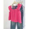image:imageGORGLITTER Womens Cute Babydoll Tops Gingham Peplum Layered Ruffle Blouses Cap Sleeve Tank Summer Going Out OutfitsHot Pink