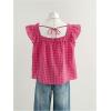 image:imageGORGLITTER Womens Cute Babydoll Tops Gingham Peplum Layered Ruffle Blouses Cap Sleeve Tank Summer Going Out OutfitsHot Pink