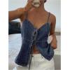 image:imageGORGLITTER Womens Denim Bow Tie Front Tops Sleeveless Strappy Backless Y2k Cute Summer Rave Peplum Tops Dressy TrendyBlue