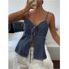 image:imageGORGLITTER Womens Denim Bow Tie Front Tops Sleeveless Strappy Backless Y2k Cute Summer Rave Peplum Tops Dressy TrendyBlue