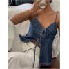 image:imageGORGLITTER Womens Denim Bow Tie Front Tops Sleeveless Strappy Backless Y2k Cute Summer Rave Peplum Tops Dressy TrendyBlue