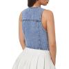 image:imageGORGLITTER Womens Denim Vest Top Sleeveless Jean Vest Crop Denim Tank Top Flap Pocket Button Front Y2K Vest 2026Blue