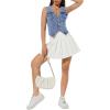 image:imageGORGLITTER Womens Denim Vest Top Sleeveless Jean Vest Crop Denim Tank Top Flap Pocket Button Front Y2K Vest 2026Blue