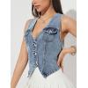 image:imageGORGLITTER Womens Denim Vest Top Sleeveless Jean Vest Crop Denim Tank Top Flap Pocket Button Front Y2K Vest 2026Plain Blue