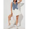 image:imageGORGLITTER Womens Denim Vest Top Sleeveless Jean Vest Crop Denim Tank Top Flap Pocket Button Front Y2K Vest 2026Plain Blue