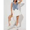 image:imageGORGLITTER Womens Denim Vest Top Sleeveless Jean Vest Crop Denim Tank Top Flap Pocket Button Front Y2K Vest 2026Pure Blue
