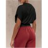 image:imageGORGLITTER Womens Dolman Short Sleeve Crop Tops Ruched Crew Neck Casual Going Out TopsBlack
