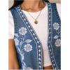image:imageGORGLITTER Womens Embroidered Vest Boho Jean Top Western Rodeo Outfit Sleeveless Cropped Floral Denim JacketMedium Wash