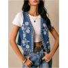 image:imageGORGLITTER Womens Embroidered Vest Boho Jean Top Western Rodeo Outfit Sleeveless Cropped Floral Denim JacketMedium Wash