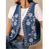 image:imageGORGLITTER Womens Embroidered Vest Boho Jean Top Western Rodeo Outfit Sleeveless Cropped Floral Denim JacketMedium Wash