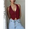 image:imageGORGLITTER Womens Fashion Cropped Vest Tops Sexy Backless Halter Tops Going Out Button Down Tank TopsBurgundy