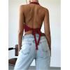 image:imageGORGLITTER Womens Fashion Cropped Vest Tops Sexy Backless Halter Tops Going Out Button Down Tank TopsBurgundy