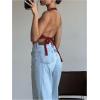 image:imageGORGLITTER Womens Fashion Cropped Vest Tops Sexy Backless Halter Tops Going Out Button Down Tank TopsBurgundy