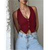 image:imageGORGLITTER Womens Fashion Cropped Vest Tops Sexy Backless Halter Tops Going Out Button Down Tank TopsBurgundy