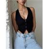image:imageGORGLITTER Womens Fashion Cropped Vest Tops Sexy Backless Halter Tops Going Out Button Down Tank TopsDeep Black