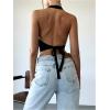 image:imageGORGLITTER Womens Fashion Cropped Vest Tops Sexy Backless Halter Tops Going Out Button Down Tank TopsDeep Black