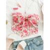 image:imageGORGLITTER Womens Floral Bow Strapless Tube Top Mesh Tie Front Bandeau Top Coquette Crop Top Going Out TopsPink Multicolor