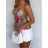 image:imageGORGLITTER Womens Floral Cheetah Halter Top Y2k Tie Front Mesh Summer Vacation Beach Cute Going Out Crop TopsMulticolor