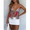 image:imageGORGLITTER Womens Floral Cheetah Halter Top Y2k Tie Front Mesh Summer Vacation Beach Cute Going Out Crop TopsMulticolor