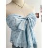 image:imageGORGLITTER Womens Floral Flowy Babydoll Tube Top Bow Tie Front Strapless Cute Mesh Ruffle Going Out Bandeau TopsLight Blue