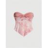 image:imageGORGLITTER Womens Floral Flowy Babydoll Tube Top Bow Tie Front Strapless Cute Mesh Ruffle Going Out Bandeau TopsPink