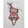 image:imageGORGLITTER Womens Floral One Shoulder Summer Going Out Tops Sleeveless High Cut Vacation Beach Shapewear Bodysuit TopsMulticolor