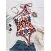 image:imageGORGLITTER Womens Floral One Shoulder Summer Going Out Tops Sleeveless High Cut Vacation Beach Shapewear Bodysuit TopsMulticolor