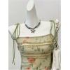 image:imageGORGLITTER Womens Floral Print Tie Shoulder Cami Top Lace Trim Sleeveless Coquette ShirtsMint Green