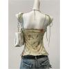 image:imageGORGLITTER Womens Floral Print Tie Shoulder Cami Top Lace Trim Sleeveless Coquette ShirtsMint Green