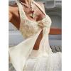 image:imageGORGLITTER Womens Flower Sleeveless Halter Tops Summer Trendy Mesh Backless Asymmetrical Boho Western Going Out TopsApricot