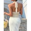 image:imageGORGLITTER Womens Flower Sleeveless Halter Tops Summer Trendy Mesh Backless Asymmetrical Boho Western Going Out TopsApricot