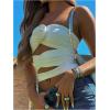 image:imageGORGLITTER Womens Flower Strapless Tube Tops Y2K Sleeveless Cut Out Bandeau Coquette Summer Going Out Crop Top 2025White