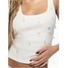 image:imageGORGLITTER Womens Glitter Rhinestone Crop Tank Top Scoop Neck Ribbed Knit Slim Tops 2026 Dressy Going Out TopWhite