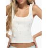 image:imageGORGLITTER Womens Glitter Rhinestone Crop Tank Top Scoop Neck Ribbed Knit Slim Tops 2026 Dressy Going Out TopWhite