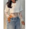 image:imageGORGLITTER Womens Lace Bodysuit Y2k Patchwork Long Sleeve Cropped T Shirt 2 in 1 Crew Neck Night Out Body Suit 2026White