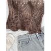 image:imageGORGLITTER Womens Lace Corset Tops Sexy Strapless Floral Textured Sheer Bustier Going Out Laceup Overbust Tube TopsCoffee Brown