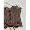 image:imageGORGLITTER Womens Lace Corset Tops Sexy Strapless Floral Textured Sheer Bustier Going Out Laceup Overbust Tube TopsCoffee Brown
