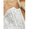 image:imageGORGLITTER Womens Lace Corset Tops Sexy Strapless Floral Textured Sheer Bustier Going Out Laceup Overbust Tube TopsPlain White